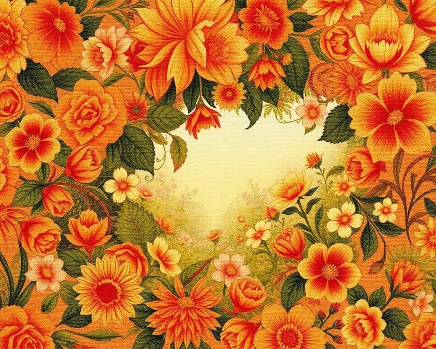 A lush, vibrant tapestry of intricate botanical patterns in warm, earthy tones. The foreground showcases the intricate floral motifs and textured fabric weave of the Benartex Garden Song collection, capturing its premium quality and attention to detail. The middle ground reveals a serene garden scene, with delicate blooms and lush foliage surrounding the fabric swatch. The background is filled with a soft, diffused light, creating a glowing, ethereal atmosphere that enhances the natural beauty of the design. Captured with a wide-angle lens to provide a comprehensive view, this image conveys the essence of the Benartex Garden Song fabric - a harmonious blend of nature's artistry and exceptional craftsmanship.