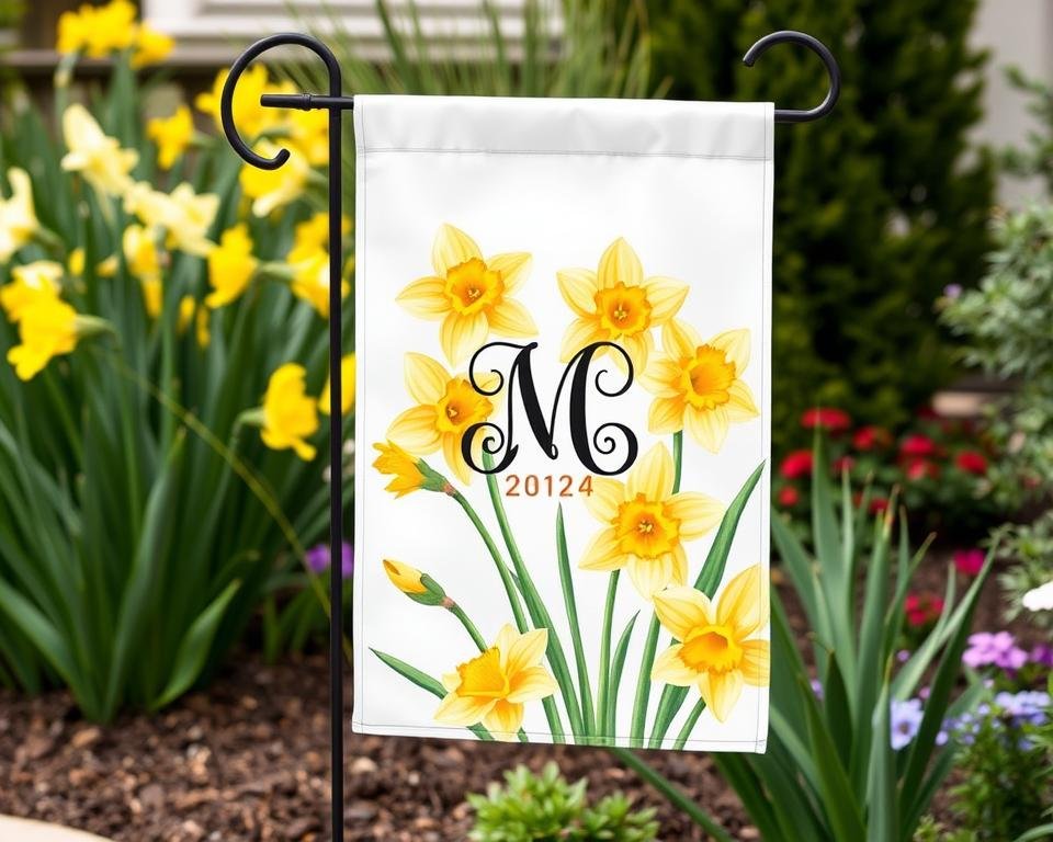Daffodils Monogram Garden Flag
