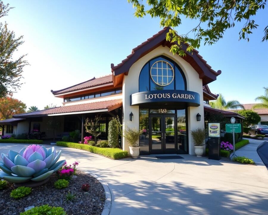 Generate an image of Lotus Garden's exterior at 1639 Mountain Ave, Upland, CA.