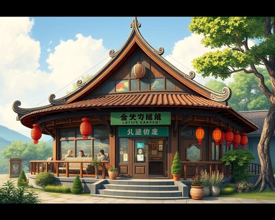 Generate an image of the exterior of Lotus Garden Upland restaurant