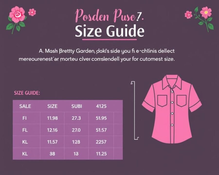 Get a size guide image for the Pretty Garden Pink Shirt