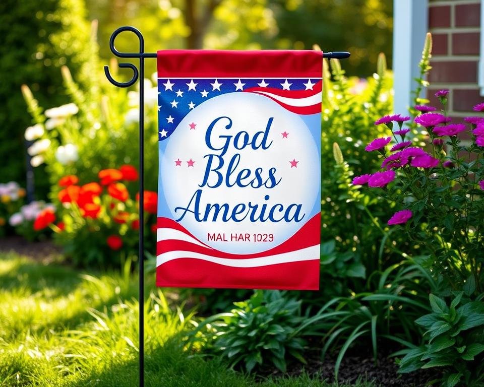 Image of a God Bless America Christian garden flag.