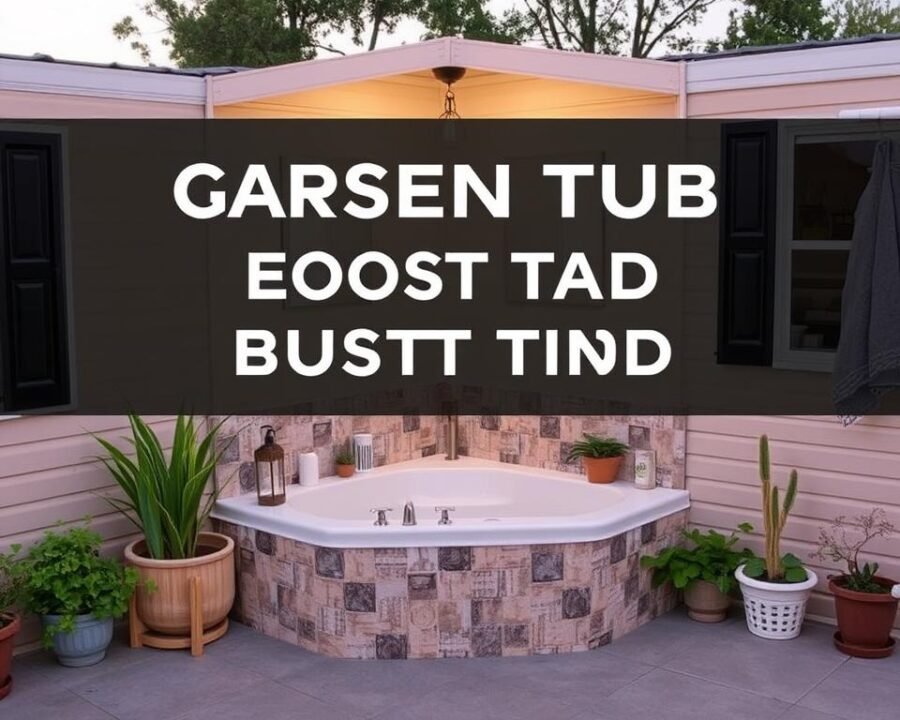 Image of a mobile home corner garden tub installation