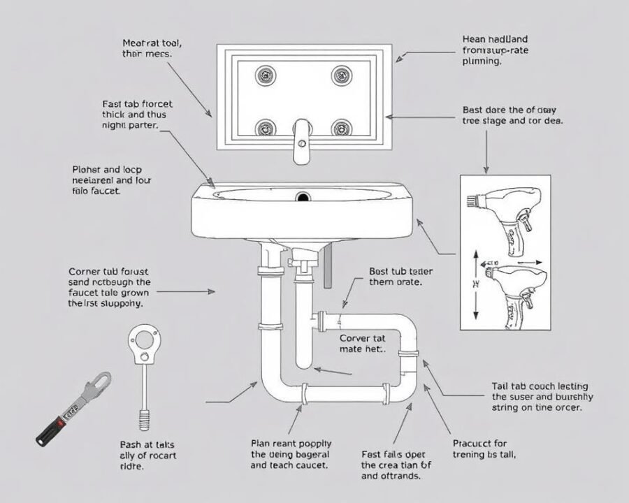 Image of a mobile home corner tub faucet installation