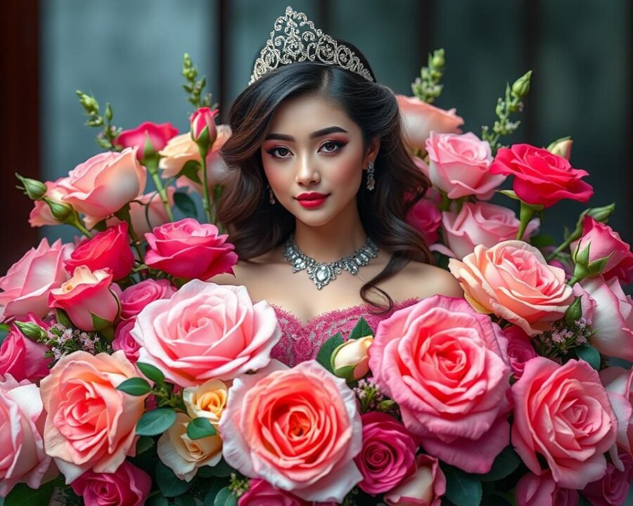 Princess Miyuki garden rose in a beautiful floral arrangement