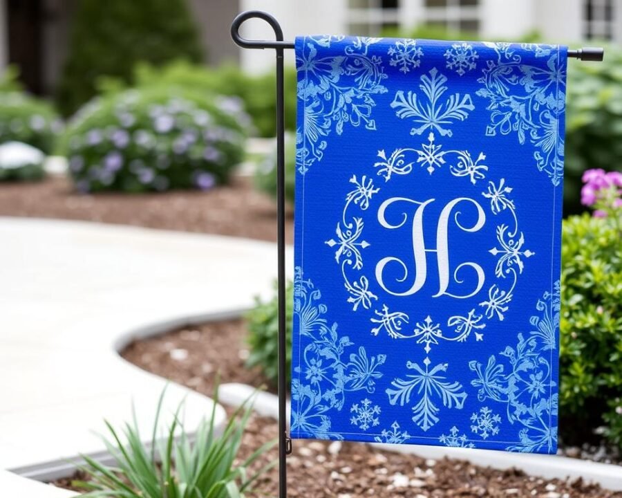 Royal Blue Winter Monogram Garden Flag
