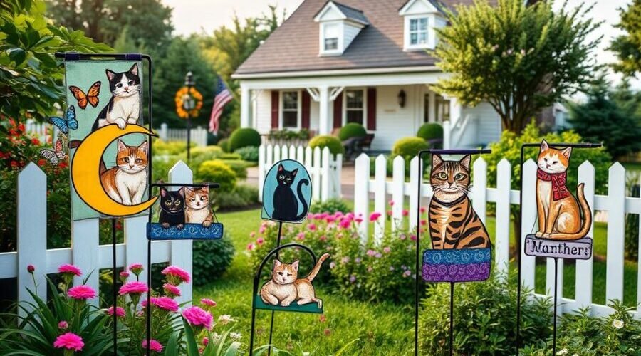 cat garden flags