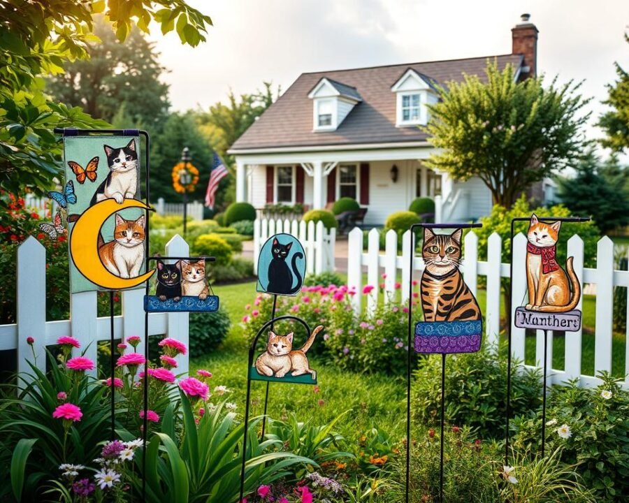 cat garden flags