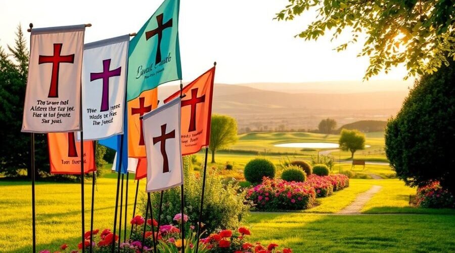 christian garden flags