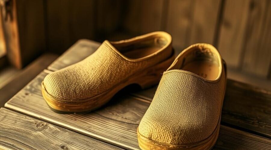 french recycled hemp garden clogs in sepia