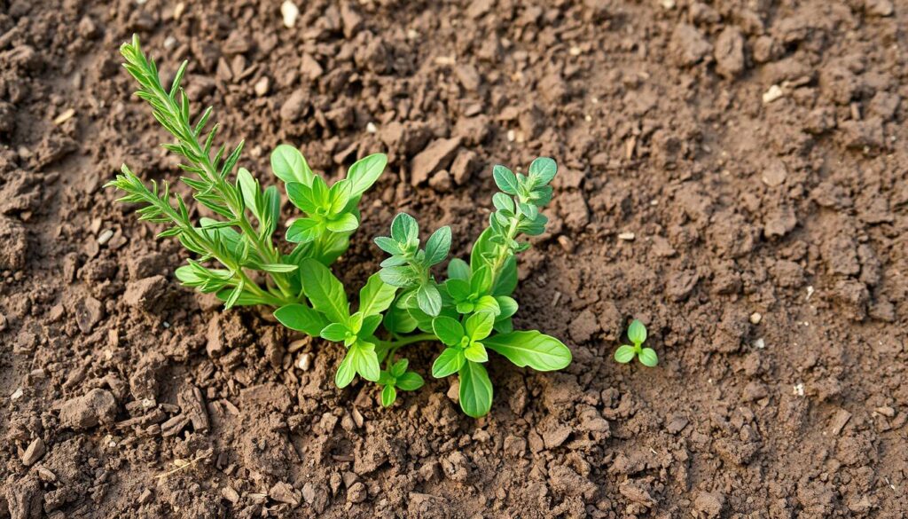 A neatly arranged garden bed filled with a rich, earthy blend of soil, compost, and horticultural sand. The texture is lightly tilled, with a slightly moist surface reflecting the soft, natural lighting. Vibrant green herbs such as rosemary, thyme, and oregano emerge from the mix, their leaves glistening with a healthy sheen. The overall scene conveys a sense of harmony, inviting the viewer to envision the potential of this bespoke garden bed blend for growing a thriving herb garden. A neatly arranged garden bed filled with a rich, earthy blend of soil, compost, and horticultural sand. The texture is lightly tilled, with a slightly moist surface reflecting the soft, natural lighting. Vibrant green herbs such as rosemary, thyme, and oregano emerge from the mix, their leaves glistening with a healthy sheen. The overall scene conveys a sense of harmony, inviting the viewer to envision the potential of this bespoke garden bed blend for growing a thriving herb garden.