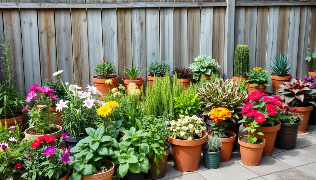 A neatly organized patio garden with various plants meticulously arranged to maximize sun exposure. In the foreground, a vibrant array of potted flowering plants and herbs, each positioned to capture the ideal amount of sunlight. In the middle ground, lush foliage plants and succulents strategically placed to create a cohesive and visually appealing layout. The background features a weathered wooden fence, providing a natural and rustic backdrop. Soft, diffused lighting illuminates the scene, highlighting the textures and colors of the plants. The overall composition conveys a sense of order, balance, and a deep understanding of the plants' sun requirements, creating a patio-perfect container garden. A neatly organized patio garden with various plants meticulously arranged to maximize sun exposure. In the foreground, a vibrant array of potted flowering plants and herbs, each positioned to capture the ideal amount of sunlight. In the middle ground, lush foliage plants and succulents strategically placed to create a cohesive and visually appealing layout. The background features a weathered wooden fence, providing a natural and rustic backdrop. Soft, diffused lighting illuminates the scene, highlighting the textures and colors of the plants. The overall composition conveys a sense of order, balance, and a deep understanding of the plants' sun requirements, creating a patio-perfect container garden.