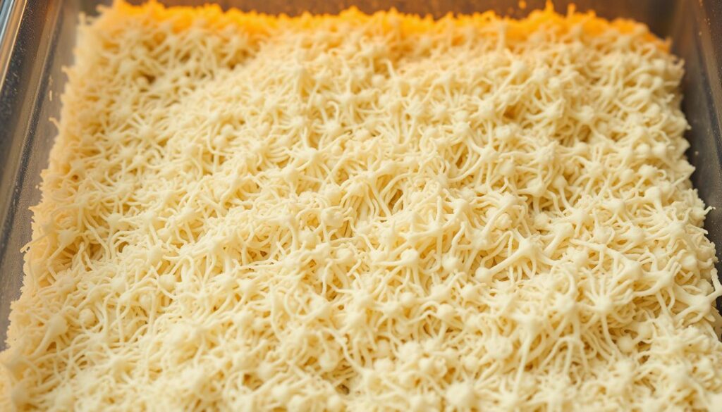 A close-up view of freshly inoculated mushroom spawn, neatly arranged in a transparent container filled with a sterile, nutrient-rich substrate. The spawn appears as a dense mass of white, thread-like mycelium, slowly expanding and colonizing the substrate. Warm, diffused lighting from above casts a soft, even glow, highlighting the intricate patterns and textures of the mycelium network. The scene conveys a sense of scientific precision and controlled growth, setting the stage for the subsequent steps of the mushroom cultivation process within a greenhouse environment. A close-up view of freshly inoculated mushroom spawn, neatly arranged in a transparent container filled with a sterile, nutrient-rich substrate. The spawn appears as a dense mass of white, thread-like mycelium, slowly expanding and colonizing the substrate. Warm, diffused lighting from above casts a soft, even glow, highlighting the intricate patterns and textures of the mycelium network. The scene conveys a sense of scientific precision and controlled growth, setting the stage for the subsequent steps of the mushroom cultivation process within a greenhouse environment.