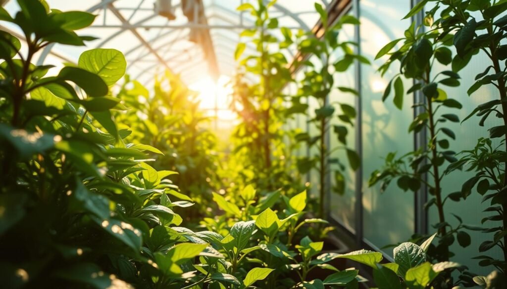 A greenhouse filled with lush, verdant plants illuminated by abundant natural light. The foreground features a variety of thriving houseplants, their leaves glistening with dew. The middle ground showcases towering leafy greens, their stems reaching towards the sun streaming through the transparent walls. In the background, the greenhouse structure is accentuated by bright, reflective surfaces that amplify the luminosity, creating a warm and inviting atmosphere. The overall scene conveys a sense of vibrancy and flourishing growth, highlighting the potential benefits of reflective walls for cultivating healthy, vibrant plants. A greenhouse filled with lush, verdant plants illuminated by abundant natural light. The foreground features a variety of thriving houseplants, their leaves glistening with dew. The middle ground showcases towering leafy greens, their stems reaching towards the sun streaming through the transparent walls. In the background, the greenhouse structure is accentuated by bright, reflective surfaces that amplify the luminosity, creating a warm and inviting atmosphere. The overall scene conveys a sense of vibrancy and flourishing growth, highlighting the potential benefits of reflective walls for cultivating healthy, vibrant plants.