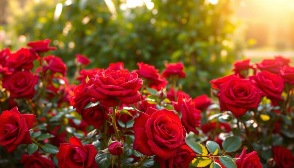 A lush, vibrant garden filled with velvety, deep red roses in full bloom. The roses are arranged in a natural, cascading formation, with delicate petals unfurling under the warm, golden sunlight filtering through. In the foreground, the roses are sharp and detailed, drawing the viewer's gaze. The middle ground features a subtle, blurred background of verdant foliage, hinting at the thriving ecosystem surrounding the roses. The lighting is soft and diffused, creating a sense of tranquility and serenity. The overall atmosphere is one of natural beauty, harmony, and the rejuvenating power of nature. A lush, vibrant garden filled with velvety, deep red roses in full bloom. The roses are arranged in a natural, cascading formation, with delicate petals unfurling under the warm, golden sunlight filtering through. In the foreground, the roses are sharp and detailed, drawing the viewer's gaze. The middle ground features a subtle, blurred background of verdant foliage, hinting at the thriving ecosystem surrounding the roses. The lighting is soft and diffused, creating a sense of tranquility and serenity. The overall atmosphere is one of natural beauty, harmony, and the rejuvenating power of nature.
