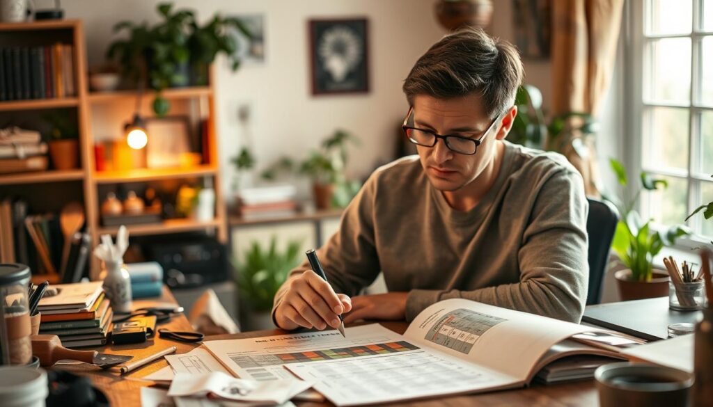 A person in a cozy home office, sitting at a desk and carefully examining soil test results spread out on the surface. The lighting is soft and warm, creating a contemplative atmosphere. The desk is cluttered with various gardening tools and materials, hinting at the person's passion for soil health. The background is blurred, but glimpses of houseplants and bookshelves can be seen, suggesting an environment conducive to learning and discovery. The person's expression is focused and thoughtful, as they meticulously analyze the data, determined to understand their soil's needs and unlock its full potential. A person in a cozy home office, sitting at a desk and carefully examining soil test results spread out on the surface. The lighting is soft and warm, creating a contemplative atmosphere. The desk is cluttered with various gardening tools and materials, hinting at the person's passion for soil health. The background is blurred, but glimpses of houseplants and bookshelves can be seen, suggesting an environment conducive to learning and discovery. The person's expression is focused and thoughtful, as they meticulously analyze the data, determined to understand their soil's needs and unlock its full potential.