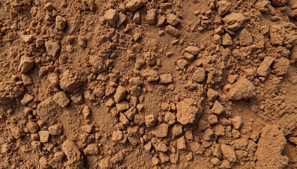 A rich, loamy topsoil texture with a warm, earthy tone. The surface appears slightly moist and crumbly, with a mix of fine particles and small organic matter inclusions. Subtle variations in color and tone create a natural, uneven pattern. Soft, diffused lighting from above casts gentle shadows, highlighting the intricate structure and depth of the soil. The level of detail is high, capturing the unique character and characteristics of high-quality topsoil. The overall composition emphasizes the importance of this key ingredient for a thriving raised bed garden. A rich, loamy topsoil texture with a warm, earthy tone. The surface appears slightly moist and crumbly, with a mix of fine particles and small organic matter inclusions. Subtle variations in color and tone create a natural, uneven pattern. Soft, diffused lighting from above casts gentle shadows, highlighting the intricate structure and depth of the soil. The level of detail is high, capturing the unique character and characteristics of high-quality topsoil. The overall composition emphasizes the importance of this key ingredient for a thriving raised bed garden.