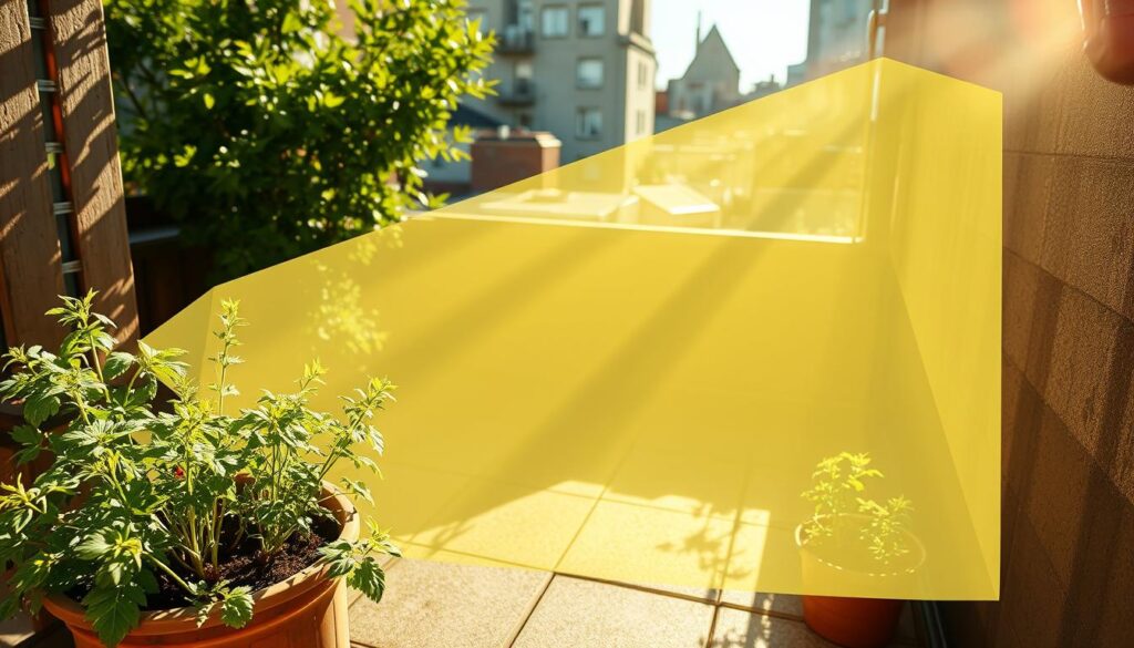 A detailed sun map showcasing the patterns of light and shadow in a small urban outdoor space. The foreground depicts a cozy container garden with a variety of thriving herbs. The middle ground highlights the play of sunlight and shade across the space, with clearly demarcated zones of sun exposure. The background features the surrounding cityscape, with buildings and structures casting dynamic shadows. Bright, warm lighting illuminates the scene, creating a sense of tranquility and inviting the viewer to envision the ideal placement for their own herb garden. Captured through a wide-angle lens, the image provides a comprehensive overview of the sunlight conditions and their impact on a small-scale urban gardening setup. A detailed sun map showcasing the patterns of light and shadow in a small urban outdoor space. The foreground depicts a cozy container garden with a variety of thriving herbs. The middle ground highlights the play of sunlight and shade across the space, with clearly demarcated zones of sun exposure. The background features the surrounding cityscape, with buildings and structures casting dynamic shadows. Bright, warm lighting illuminates the scene, creating a sense of tranquility and inviting the viewer to envision the ideal placement for their own herb garden. Captured through a wide-angle lens, the image provides a comprehensive overview of the sunlight conditions and their impact on a small-scale urban gardening setup.