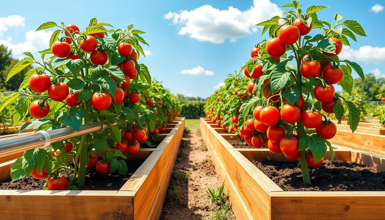 Raised Bed Drip Layout for Tomatoes: Two Lines per Bed Guide