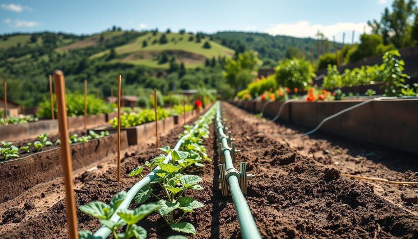 Step-by-Step Guide to Raised Bed Drip System for Hillside Garden with Stakes